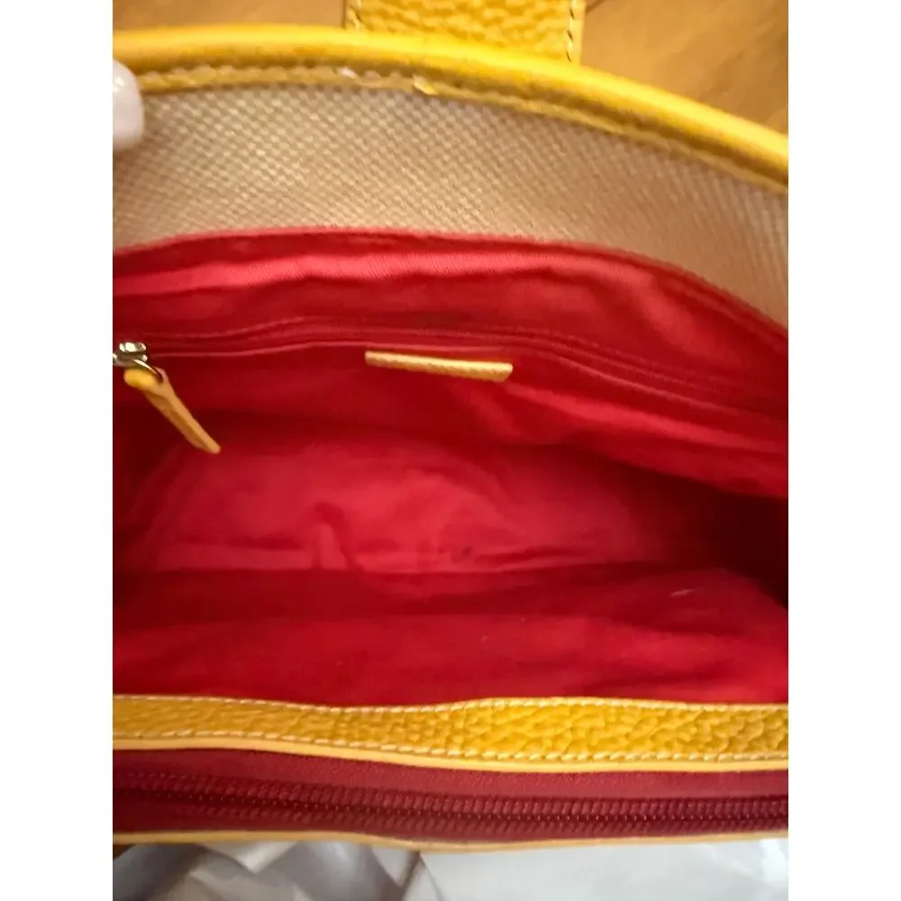 Dooney and Bourke Canvas yellow leather Sunflower large Tote purse cheerful